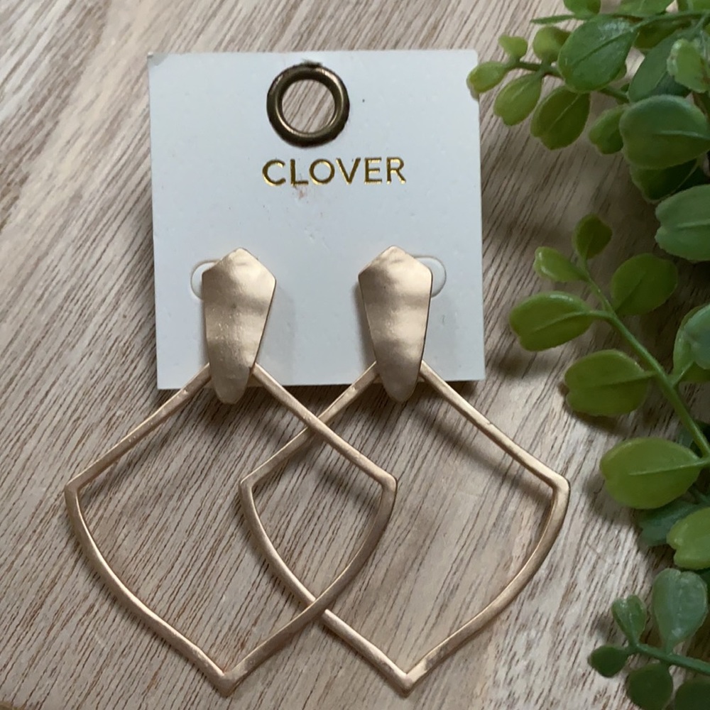 🎉2X HP🎉 Clover Abstract Earrings 💗 Brushed Gold